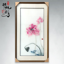 Embroidery story embroidery painting 1-4 Silk Silk Silk Su embroidery hanging painting lotus Lotus Chinese style simple style porch hanging painting