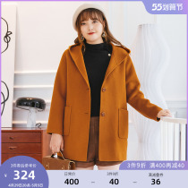 (clear cabin RMB400 ) Large-size womens clothing spring Lianhood fastening double face mid-length fur coat jacket 200 catty