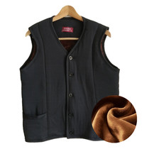 Middle-aged waistcoat mens autumn and winter new dad outfit velvet thickened large size cotton mens waistcoat middle-aged waistcoat