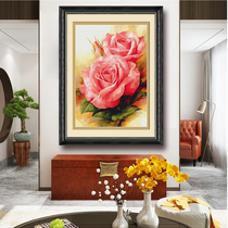 ABV old thirty words embroidery classic edition pure cotton precision printing full embroidery large floral pink rose