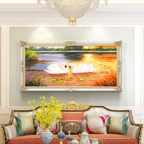 Fu Yun Jian Europe Living Room Sofa Background Decorative Painting Happy Swan Landscape Hanging Painting Atmosphere Mural European Oil Painting