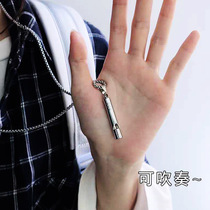 Han ins Street trendy people trendy Net red wild wild whistle can blow pendant male and female hip hop necklace clothes accessories