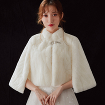 Bridal wedding wool shawl winter new wedding banquet cape white warm cloak dress elegant coat female