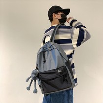 Double Shoulder Bag Male Backpack Brief Casual School Bag Female High School Student High School Student Tide Card Han Edition Large Capacity Fashion Day Ensemble