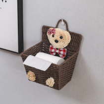 Key storage wall-mounted door shelf into door storage box home furnishings Nordic straw basket