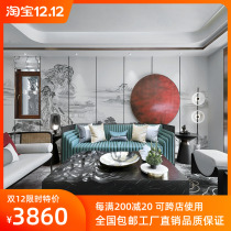 2021 New New Chinese style sofa solid wood combination model room villa living room modern Chinese fabric furniture customization