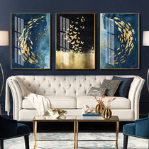 Golden atmospheric swimming fish Crystal porcelain decoration mural modern simple living room sofa bedroom dining room background wall framed painting