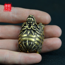 Retro small bronze dragon tortoise ornaments brass Fortune Dragon tortoise desktop decoration text play retro bronze ancient Method Production