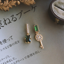 s925 silver needle earrings 2020 new wave qi-quality retro fashion micro-inlaid zircon stone progenitor mother green ear nail decorated female