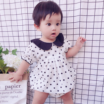 Female baby summer suit 2019 New Baby Baby foreign baby collar collar shirt shorts baby princess two-piece tide