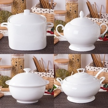 Jingtianhe Jingdezhen household pure white lead-free bone porcelain soup pot soup bowl with lid Palace pot ceramic pot ceramic pot