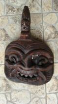 Woodcarving hand carving Tunpu cultural decoration collection facial makeup Nuo mask handmade decoration 30 * 11CM