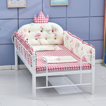 Childrens bed with guardrail Wrought iron bed Boy small bed Girl Princess bed Folding single bed Widened splicing bed