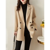  ROUJE POWER double-sided cashmere coat 2021 autumn and winter new double-breasted short small wool coat