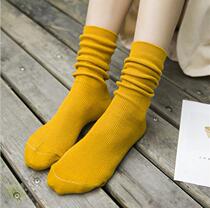 Autumn and winter cotton pile socks solid color wild cotton socks mid-tube socks simple solid color womens socks college style socks