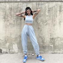 Shunfeng (official direct mail) SMFK cotton high-waisted jogging pants for men and women light gray sweatpants