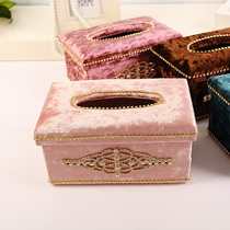 Living room tea table tissue box European fabric pastoral creative paper box household tissue box desktop paper box