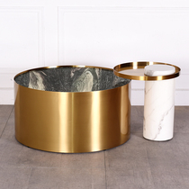Postmodern light lavish marble round tea table combined modern minimalist designer living-room home small family style tea table