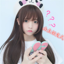 Pseudo-mother full headgear female air banghai princess cut long straight hair CD long hair COS repair face black chick hair wig