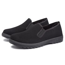 Black flat mens old Beijing cloth shoes non-slip wear-resistant phase towel dad shoes hotel hotel special work shoes