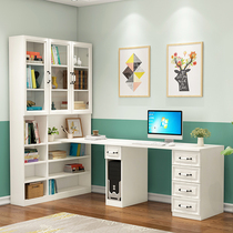 Corner double computer desk bookcase one writing desk style learning desk desk childrens desk bookshelf combination