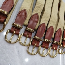 Ultra-thick heavy brass Inlet hand Hardy Parsons elastic canvas horse reds men and women leather strap