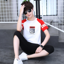 Youth new short sleeve T-shirt suit boy Big Boy junior high school students 10-15 years old sportswear Korean version 12 trend