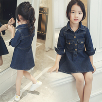 Childrens clothing 2019 girls denim dress Spring and Autumn New Long Sleeve 8 children 9 Korean 10 year old girl skirt tide