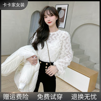 JUSTC Card Womens Clothing Official Flagship Internet Red With Korean version Flowers Fairy stereo Wavy Lace Blouse