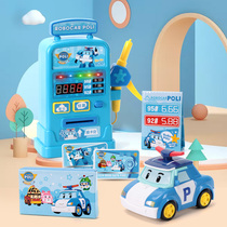 POLI childrens gas station toys childrens educational simulation tanker baby birthday gift house toy