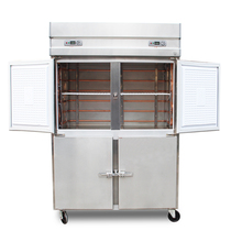 Commercial refrigerator four-door vertical stainless steel kitchen copper tube 4 doors double machine double temperature open tube refrigeration and freezing