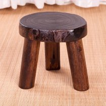 Solid wood small bench Wooden stool round stool Household shoe stool Vintage Tung wood stool coffee table Solid wood low stool Ethnic stool
