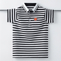 Boy Summer clothing Compassionate 2021 New Ocean Boy Summer Stripes Fashion Han Edition Children Short Sleeve T-shirt Tide