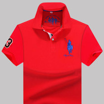 Mercerized cotton mens short sleeve T-shirt summer new solid color lapel middle-aged size Paul polo shirt mens tide