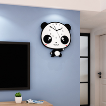 Panda cartoon cute mute clock wall clock living room creative personality fashion net red watch swing household clock decoration
