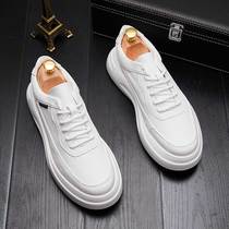 Tide brand small white shoes mens leather thick bottom in the summer new sports and leisure Korean version of Joker simple board shoes tide