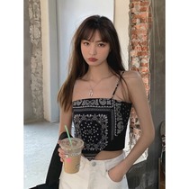 2021 Summer Lap Harness Female Design Sensation Small Crowd Outwear Dins Print Bottomed Hot Girl Wearing Hitch Vest