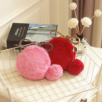 2021 new childrens mini bag summer personality cute plush with zipper coin purse small baby messenger bag