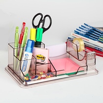 Creative Pen Holder Fashion Student Square Transparent Office Pen Holder Desktop Storage Box Pen Holder Office Supplies Shelf