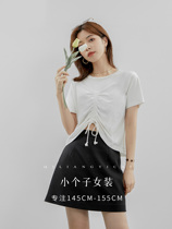 Seven volume a cut small man T-shirt 2021 new white leisure drawstring open navel summer coat short sleeve women 118