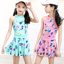 Childrens swimsuit girl baby split one-piece dress swimsuit middle child Princess girl boxer swimsuit