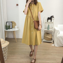 Medium and long shirt dress womens summer 2020 new waist loose slim French high waist a jumpsuit skirt