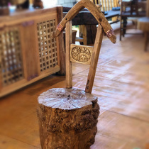 Outdoor garden natural log stool home tree tumor carving solid wood back chair tree Pier old wooden pile stool