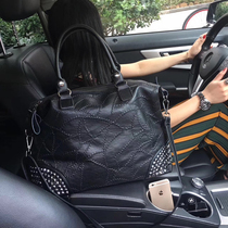 Hong Kong Chao brand leather women's bag 2021 new Korean version of soft leather large capacity rivet portable bag shoulder messenger bag