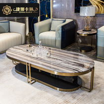 Light Extravaganza Marble TV Cabinet Tea Table Composition Villa Rockboard Sofa Postmodern Minimalist Lavish Guest Hall Furniture