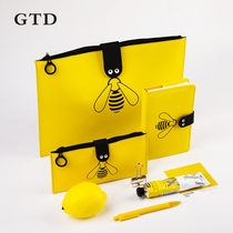 gtd pencil case hipster simple girl cute girl heart Korean creative college students art exquisite portable multifunctional file bag storage information bag net red stationery large capacity waterproof