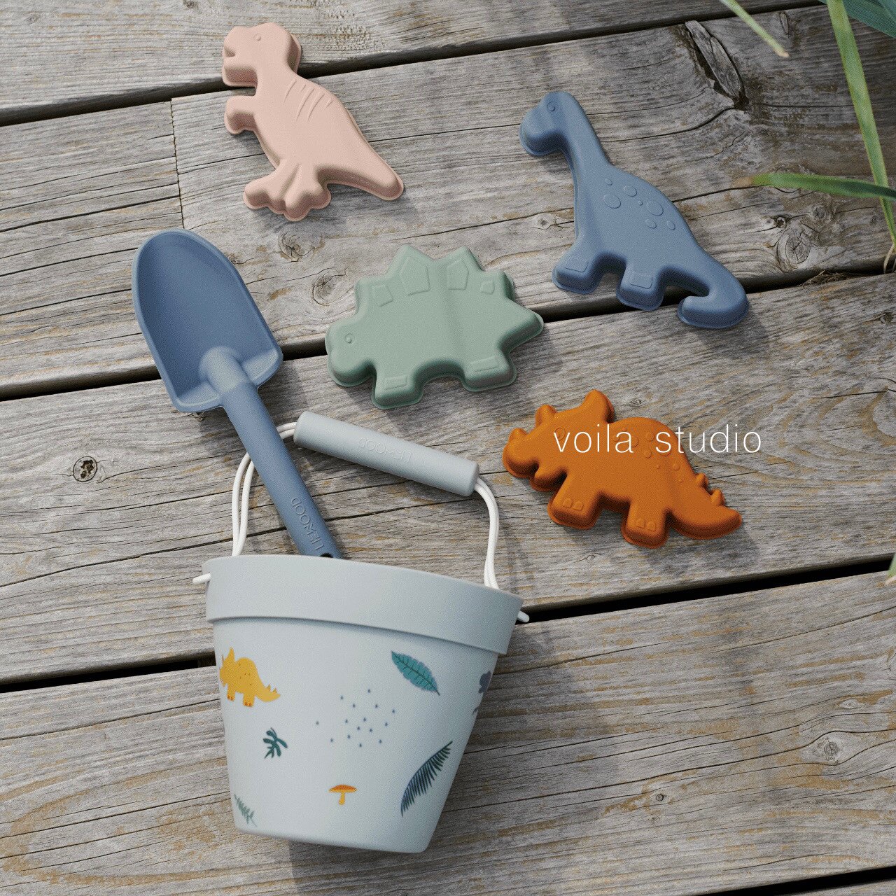 Danish ins silicone sand digging tool bucket set children's seaside toys digging shovel watering can liewood