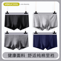 Mens underwear Mens summer thin cotton crotch boxer shorts slits mens flat pants large size loose breathable underpants tide
