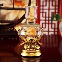 Buddhist supplies Buddha oil lamp glass for Buddha liquid butter lamp windproof lotus flower Flower Buddha lamp retro long light