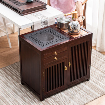 Rosewood natural black gold stone tea cabinet Mobile tea table Household small tea table kettle integrated tea cart side cabinet side cabinet